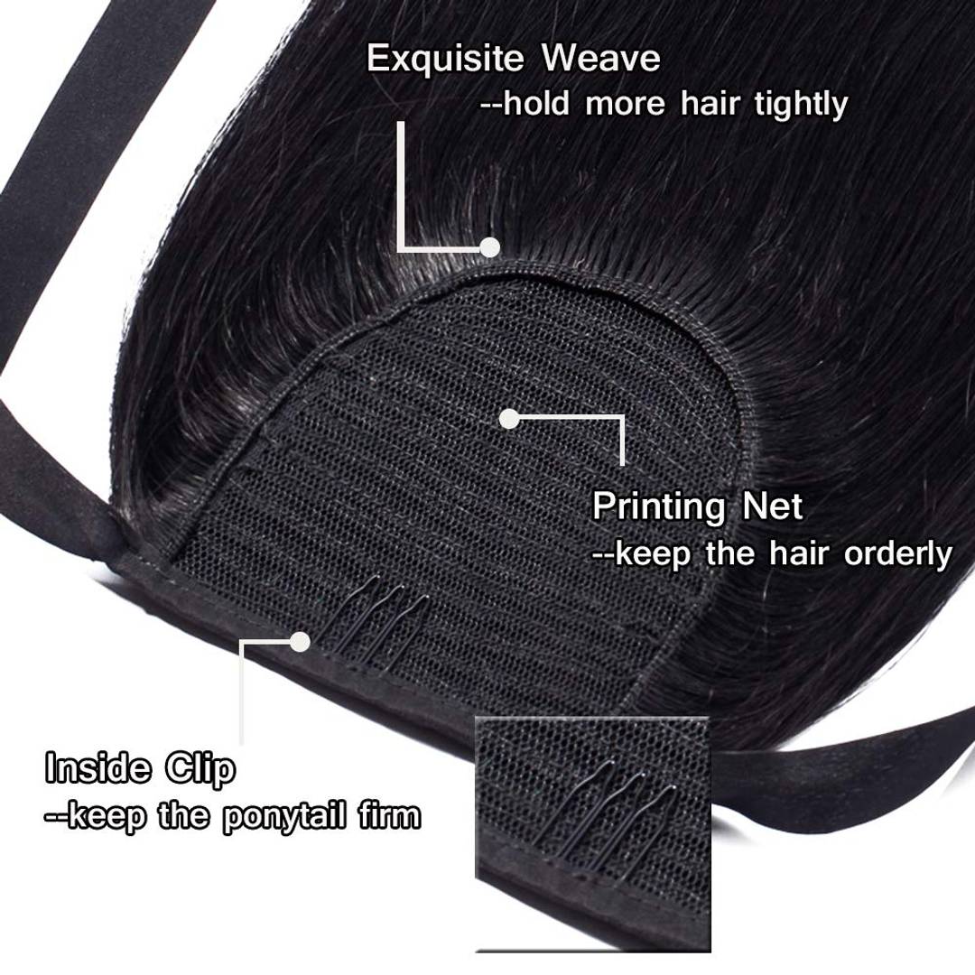 Natural Black 24inch Straight Ribbon Ponytail