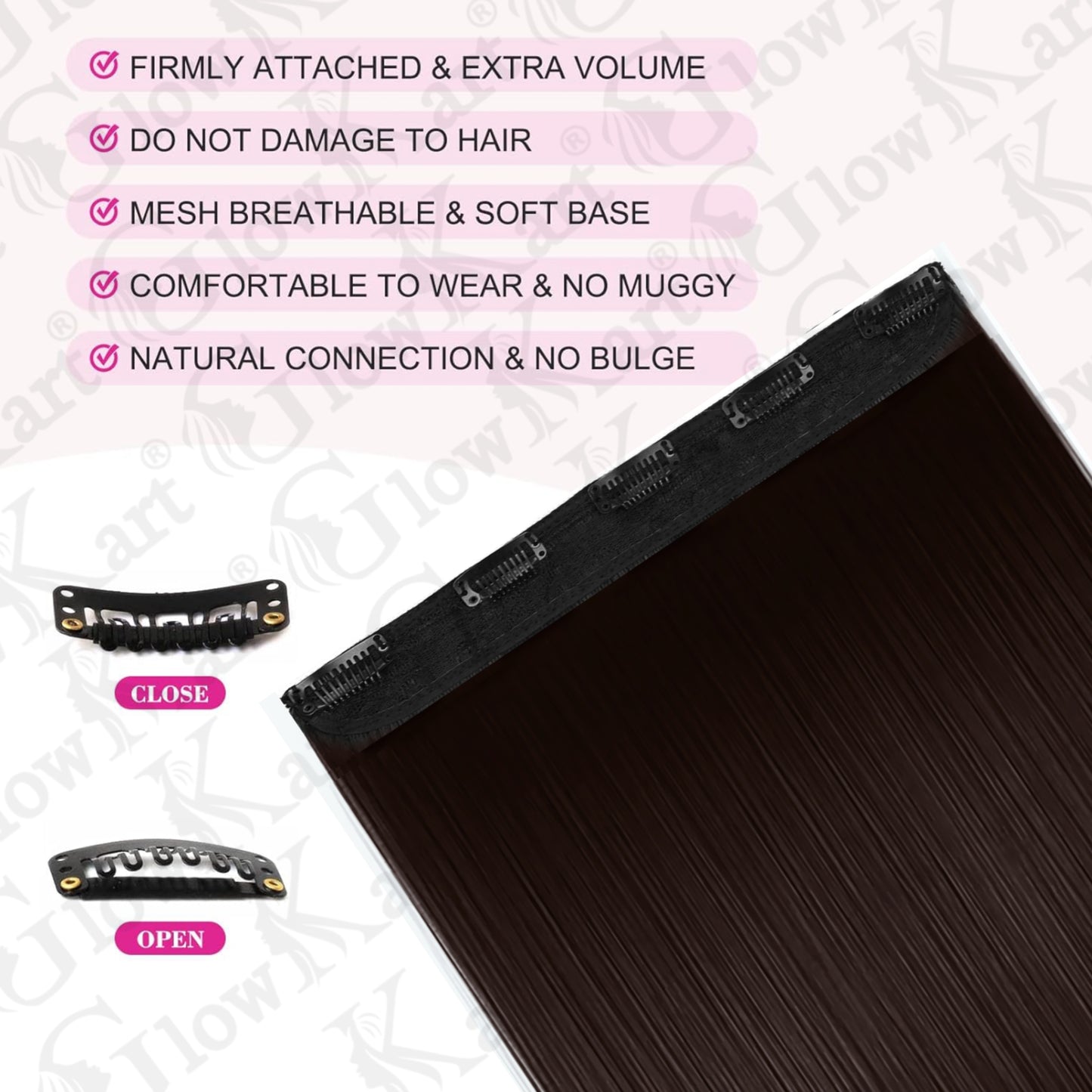 Natural Brown 24inch 5Clip Ins Straight hair extensions wigs