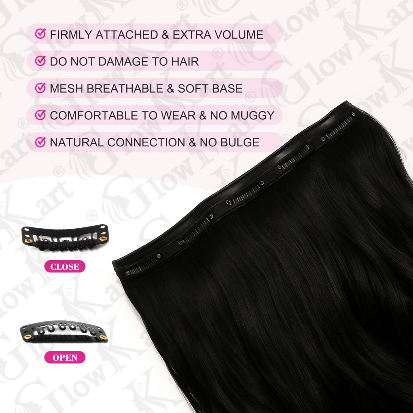 Natural Black 24inch 5Clip Ins Curly Hair extensions wigs