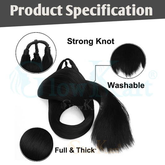 GlowKart Black Choti 26inch Artificial synthetic material Extensions