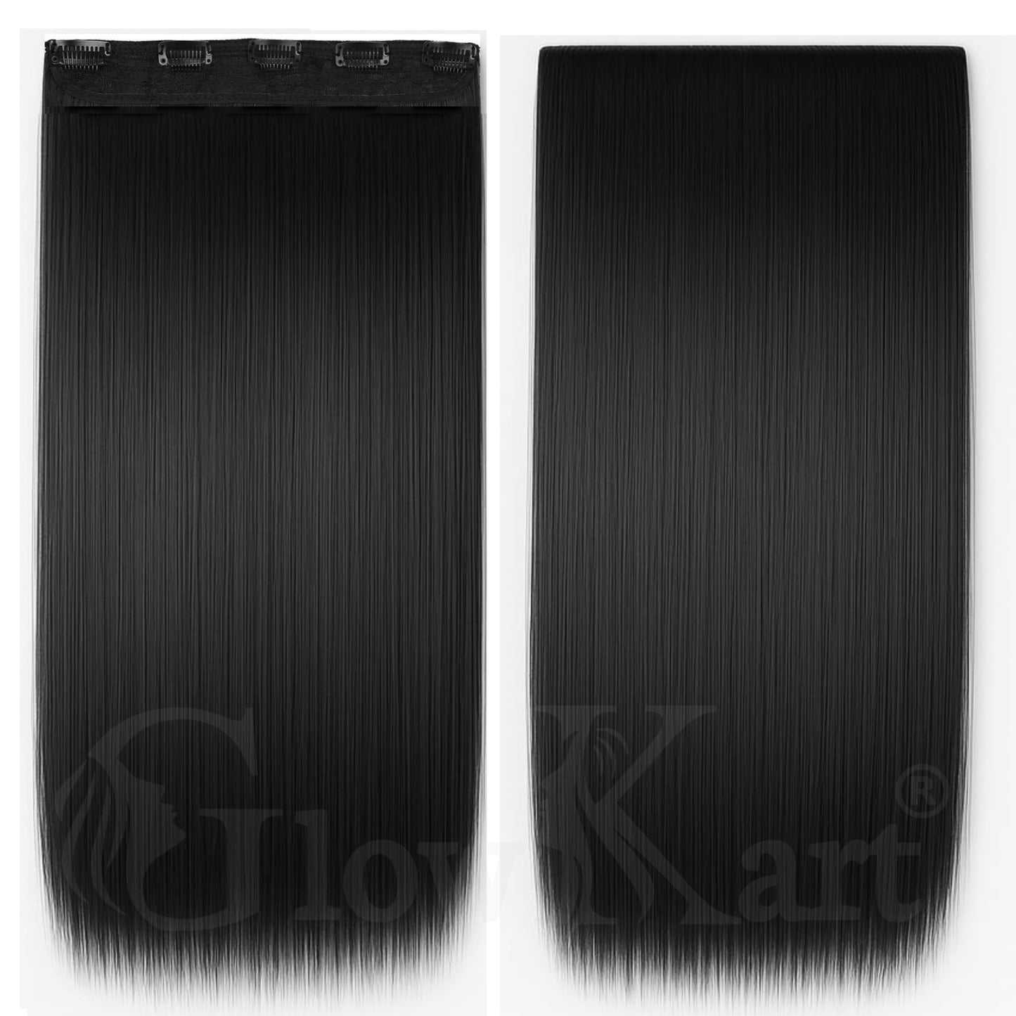 Natural Black 24inch 5Clip Ins Straight hair extensions wigs