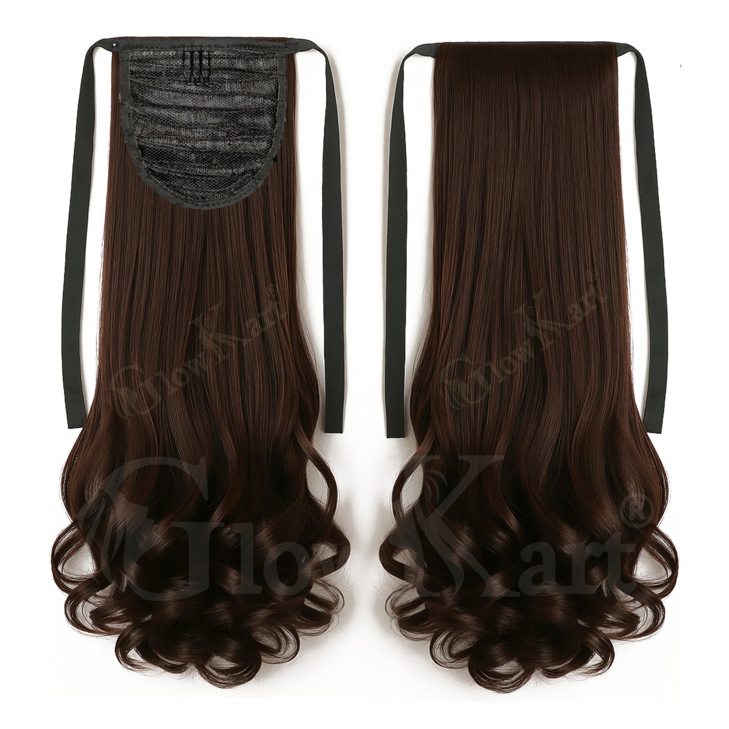 Natural Brown 24inch Curly Ribbon Ponytail