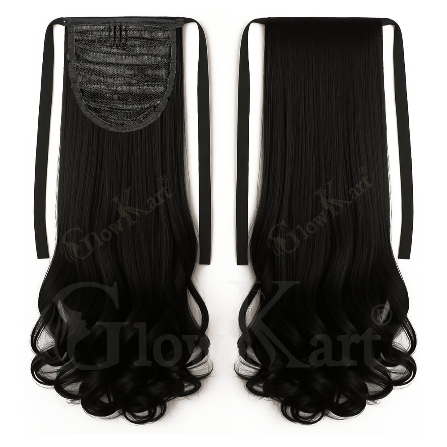 Natural Black 24inch Curly Ribbon Ponytail