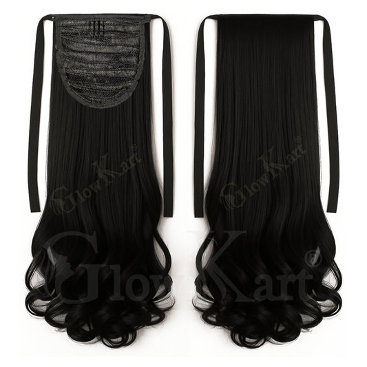 Natural Black 24inch Curly Ribbon Ponytail