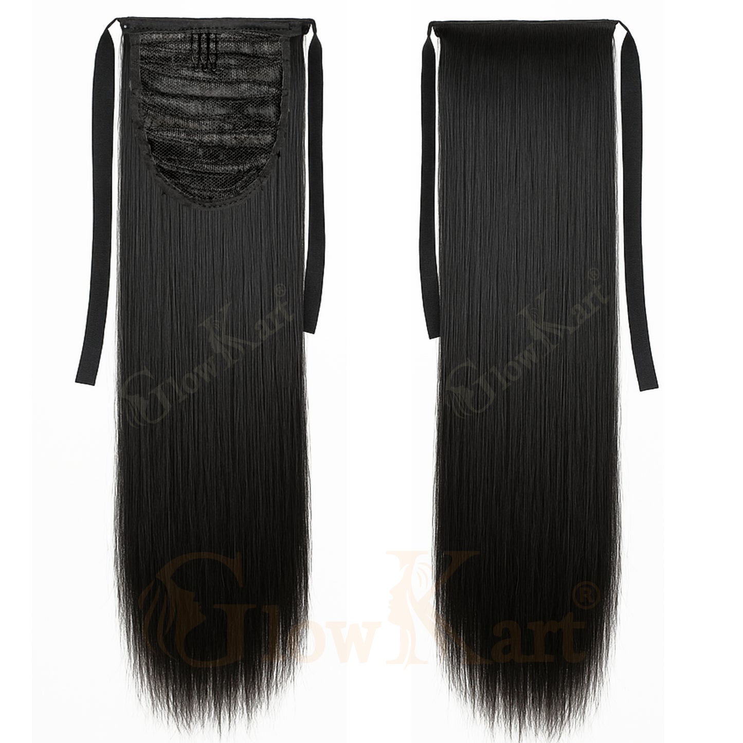 Natural Black 24inch Straight Ribbon Ponytail