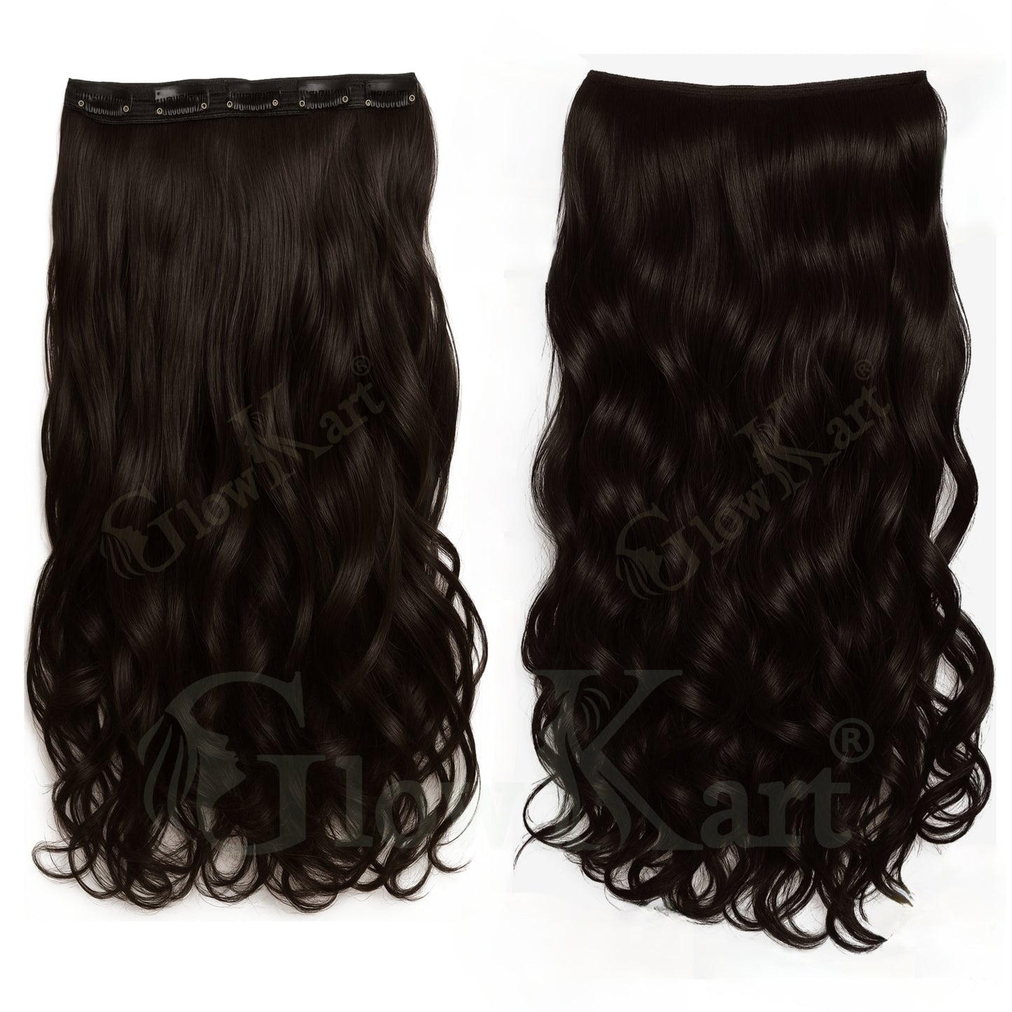 Natural Brown 24inch 5Clip Ins Curly hair extensions wigs