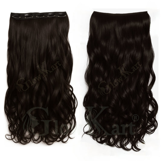Natural Brown 24inch 5Clip Ins Curly hair extensions wigs