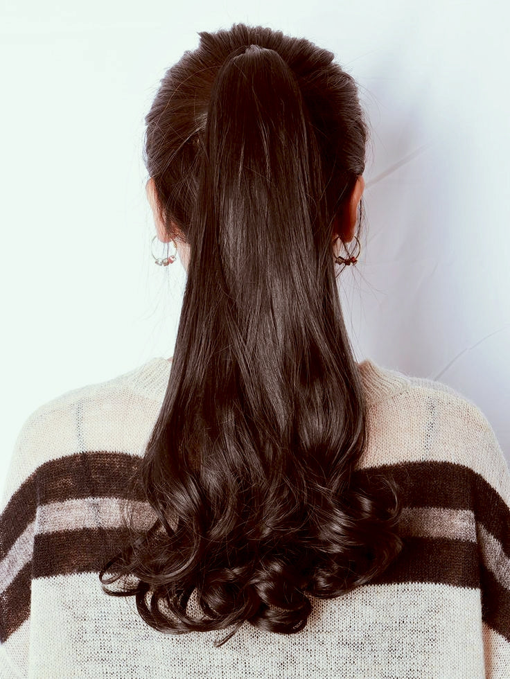 Natural Brown 24inch Curly Ribbon Ponytail