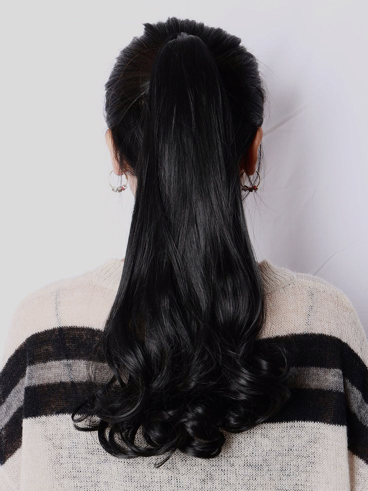 Natural Black 24inch Curly Ribbon Ponytail