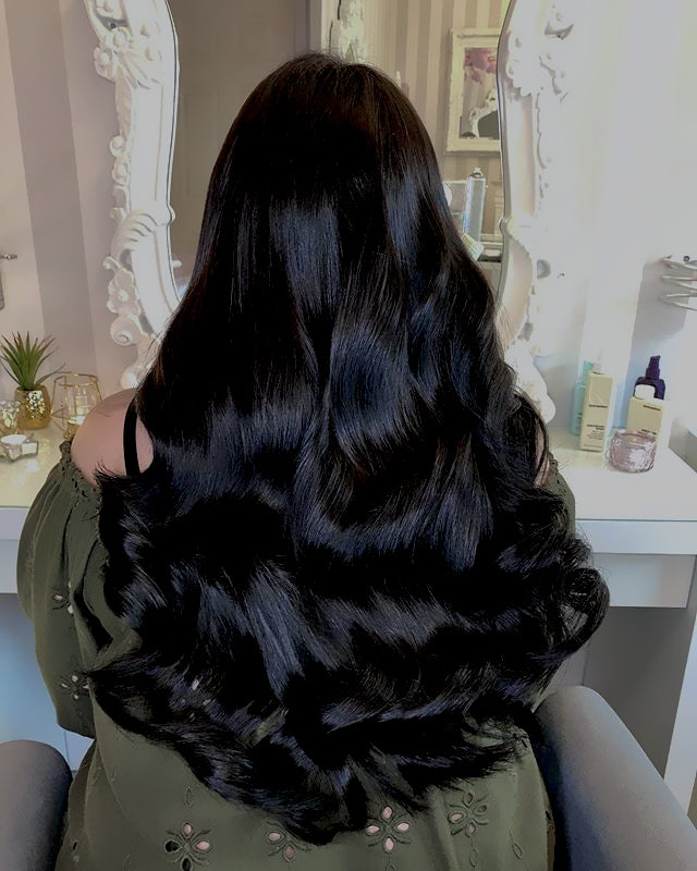 Natural Black 24inch 5Clip Ins Curly Hair extensions wigs