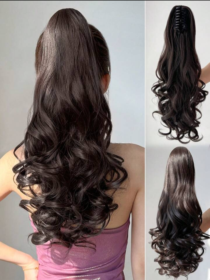 Cluther Brown 24inch Curly/Wavy Ponytail for women and girls