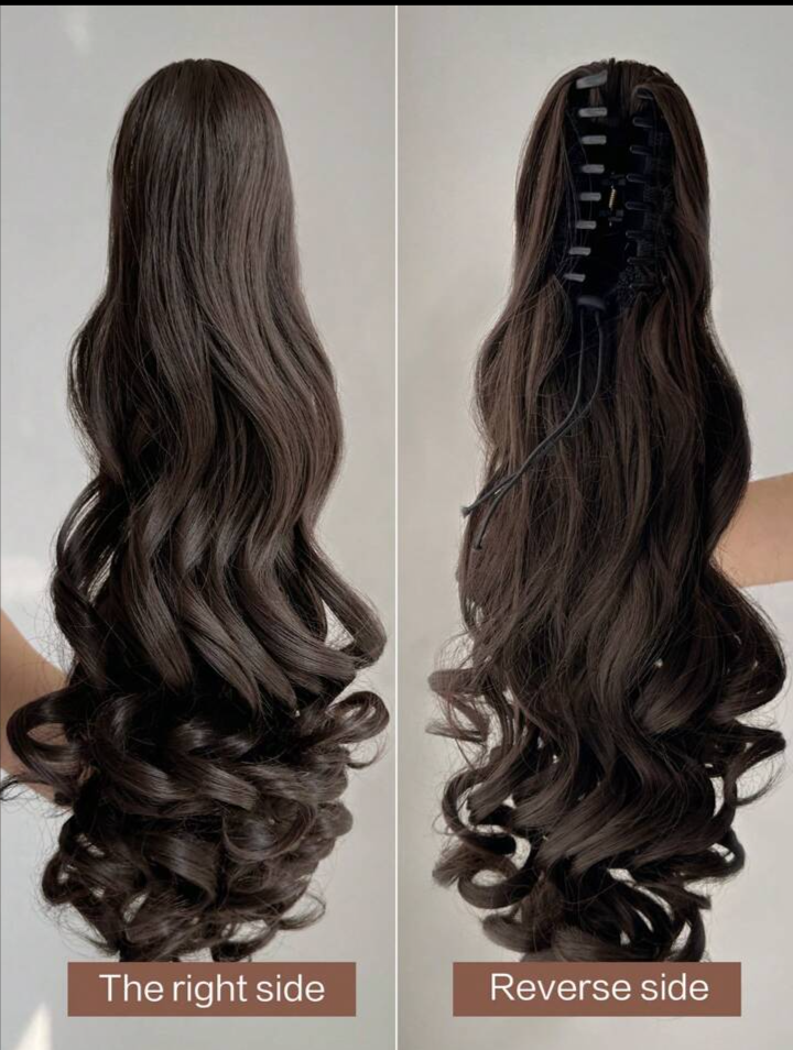 Cluther Brown 24inch Curly/Wavy Ponytail for women and girls