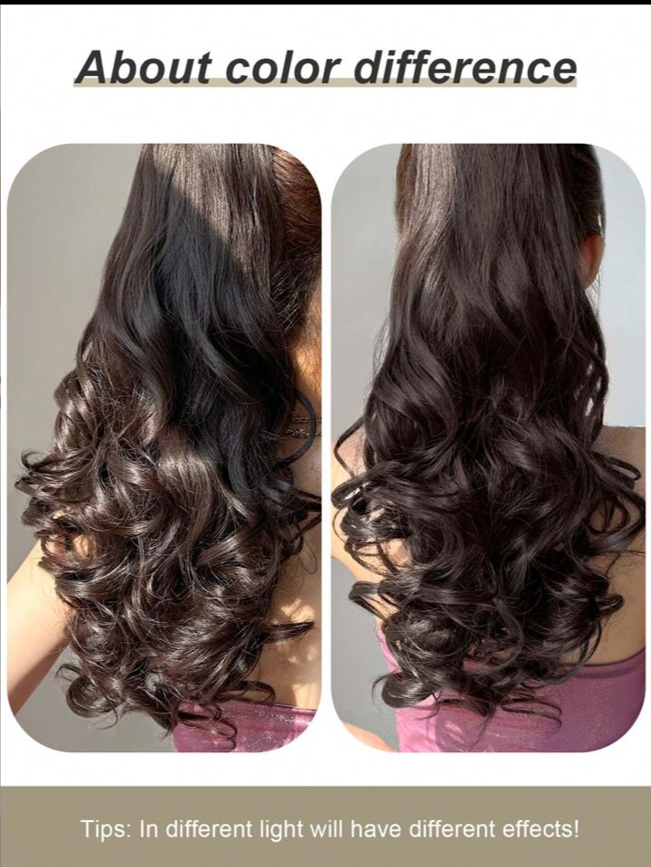 Cluther Brown 24inch Curly/Wavy Ponytail for women and girls