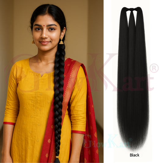 GlowKart Black Choti 26inch Artificial synthetic material Extensions