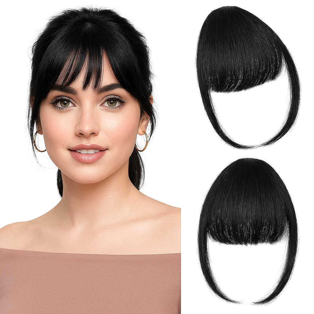 Front Bangs Single Clip ins Natural Black colour